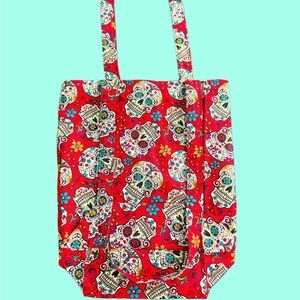 Handmade Colorful Skull Print Tote Bag